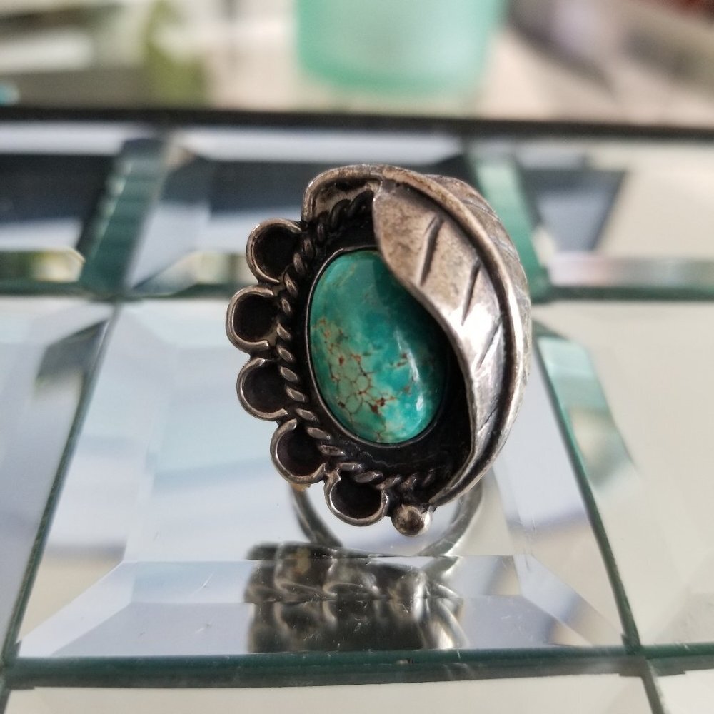 Turquoise And Silver Statement Ring - image 1